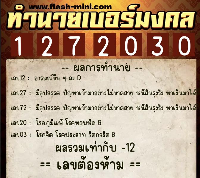 ทำนายเบอร์มงคล 0XX-1272030 ทำนายเบอร์มงคล หมายเลข 068-127203 ทำนายเบอร์มงคล 0XX-1272030 ทำนายเบอร์มงคล หมายเลข 068-127203