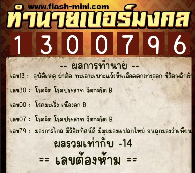 ทำนายเบอร์มงคล 0XX-1300796 ทำนายเบอร์มงคล หมายเลข 091-130079 ทำนายเบอร์มงคล 0XX-1300796 ทำนายเบอร์มงคล หมายเลข 091-130079