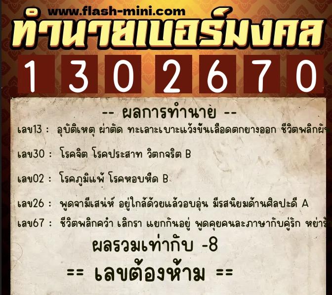 ทำนายเบอร์มงคล 0XX-1302670 ทำนายเบอร์มงคล หมายเลข 095-130267 ทำนายเบอร์มงคล 0XX-1302670 ทำนายเบอร์มงคล หมายเลข 095-130267