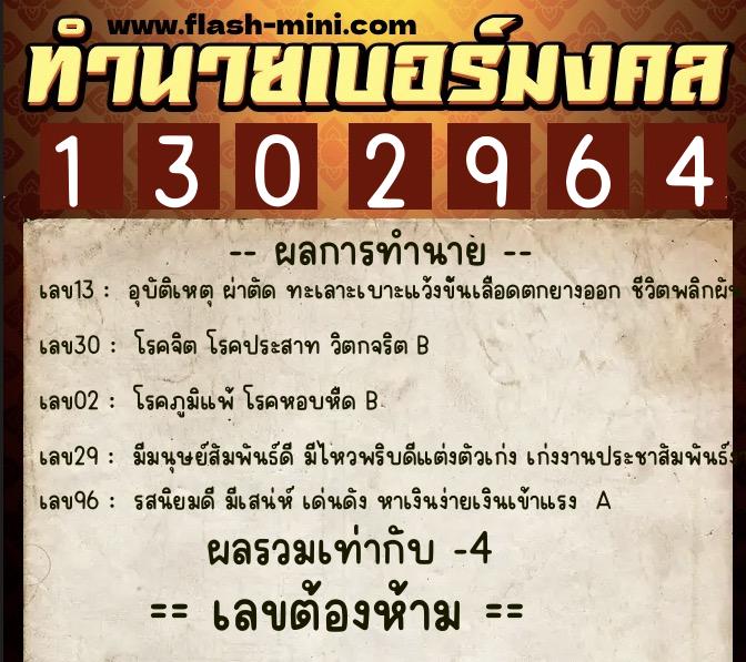ทำนายเบอร์มงคล 0XX-1302964 ทำนายเบอร์มงคล หมายเลข 063-130296 ทำนายเบอร์มงคล 0XX-1302964 ทำนายเบอร์มงคล หมายเลข 063-130296