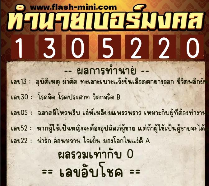 ทำนายเบอร์มงคล 0XX-1305220 ทำนายเบอร์มงคล หมายเลข 069-130522 ทำนายเบอร์มงคล 0XX-1305220 ทำนายเบอร์มงคล หมายเลข 069-130522