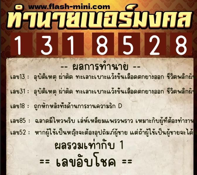 ทำนายเบอร์มงคล 0XX-1318528 ทำนายเบอร์มงคล หมายเลข 083-131852 ทำนายเบอร์มงคล 0XX-1318528 ทำนายเบอร์มงคล หมายเลข 083-131852