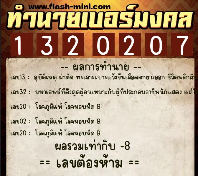 ทำนายเบอร์มงคล 0XX-1320207  ทำนายเบอร์มงคล หมายเลข 060-132020  ทำนายเบอร์มงคล 0XX-1320207  ทำนายเบอร์มงคล หมายเลข 060-132020