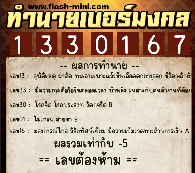 ทำนายเบอร์มงคล 0XX-1330167 ทำนายเบอร์มงคล หมายเลข 066-133016 ทำนายเบอร์มงคล 0XX-1330167 ทำนายเบอร์มงคล หมายเลข 066-133016