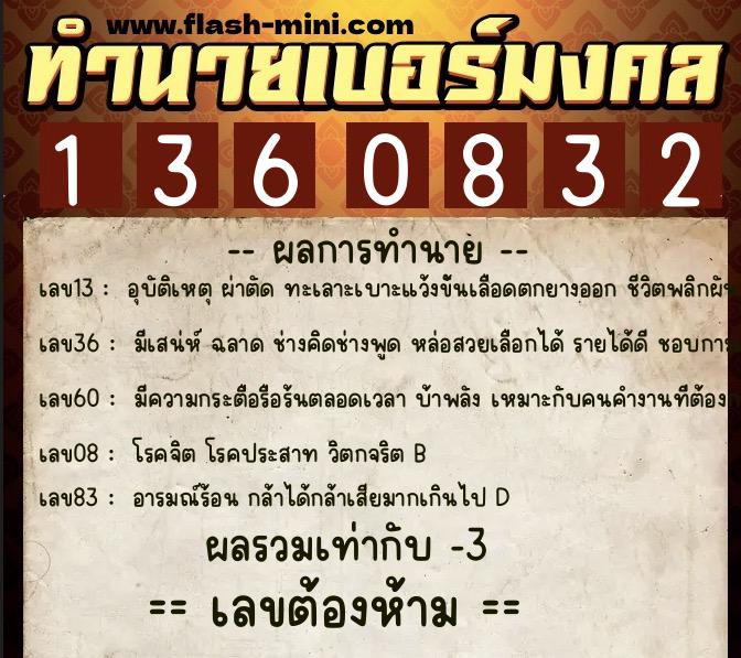 ทำนายเบอร์มงคล 0XX-1360832 ทำนายเบอร์มงคล หมายเลข 062-136083 ทำนายเบอร์มงคล 0XX-1360832 ทำนายเบอร์มงคล หมายเลข 062-136083