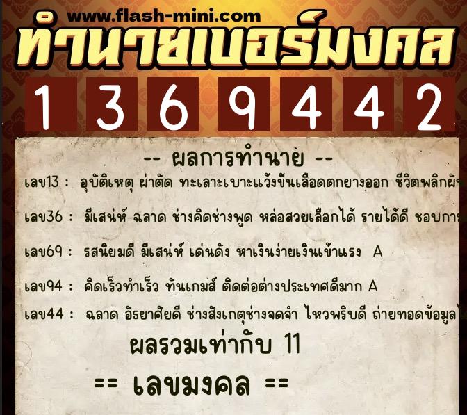ทำนายเบอร์มงคล 0XX-1369442 ทำนายเบอร์มงคล หมายเลข 080-136944 ทำนายเบอร์มงคล 0XX-1369442 ทำนายเบอร์มงคล หมายเลข 080-136944