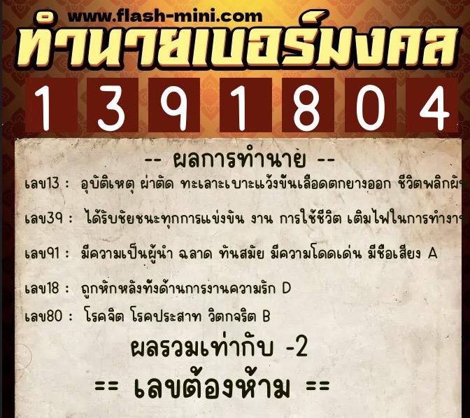 ทำนายเบอร์มงคล 0XX-1391804 ทำนายเบอร์มงคล หมายเลข 099-139180 ทำนายเบอร์มงคล 0XX-1391804 ทำนายเบอร์มงคล หมายเลข 099-139180