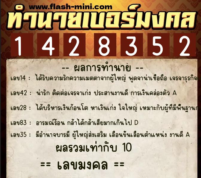 ทำนายเบอร์มงคล 0XX-1428352 ทำนายเบอร์มงคล หมายเลข 092-142835 ทำนายเบอร์มงคล 0XX-1428352 ทำนายเบอร์มงคล หมายเลข 092-142835