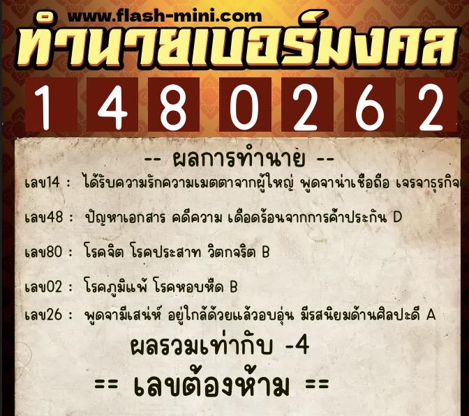 ทำนายเบอร์มงคล 0XX-1480262 ทำนายเบอร์มงคล หมายเลข 086-148026 ทำนายเบอร์มงคล 0XX-1480262 ทำนายเบอร์มงคล หมายเลข 086-148026
