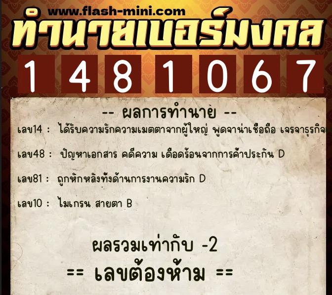 ทำนายเบอร์มงคล 0XX-1481067 ทำนายเบอร์มงคล หมายเลข 064-148106 ทำนายเบอร์มงคล 0XX-1481067 ทำนายเบอร์มงคล หมายเลข 064-148106