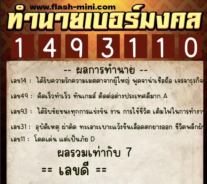 ทำนายเบอร์มงคล 0XX-1493110 ทำนายเบอร์มงคล หมายเลข 066-149311 ทำนายเบอร์มงคล 0XX-1493110 ทำนายเบอร์มงคล หมายเลข 066-149311