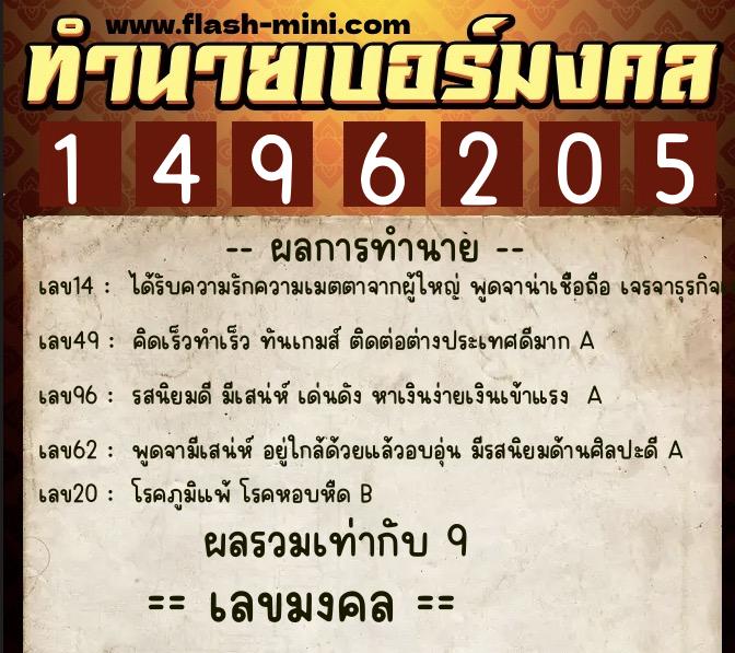 ทำนายเบอร์มงคล 0XX-1496205 ทำนายเบอร์มงคล หมายเลข 088-149620 ทำนายเบอร์มงคล 0XX-1496205 ทำนายเบอร์มงคล หมายเลข 088-149620