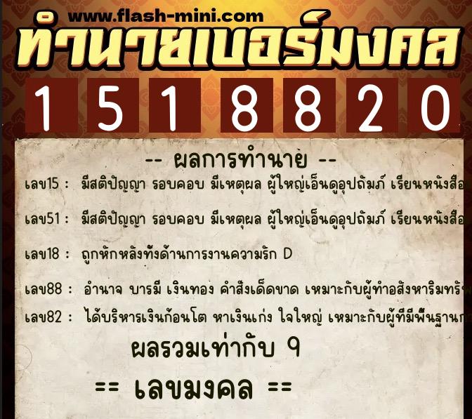 ทำนายเบอร์มงคล 0XX-1518820 ทำนายเบอร์มงคล หมายเลข 083-151882 ทำนายเบอร์มงคล 0XX-1518820 ทำนายเบอร์มงคล หมายเลข 083-151882