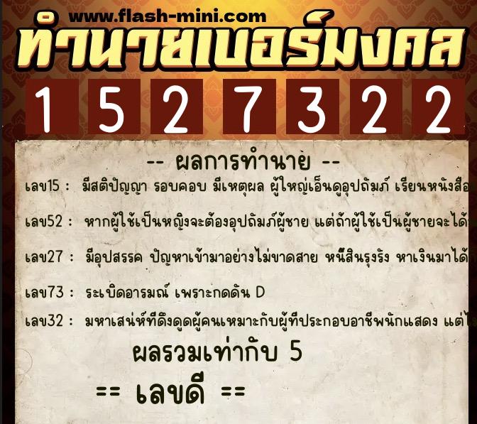 ทำนายเบอร์มงคล 0XX-1527322 ทำนายเบอร์มงคล หมายเลข 064-152732 ทำนายเบอร์มงคล 0XX-1527322 ทำนายเบอร์มงคล หมายเลข 064-152732