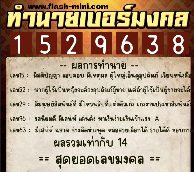 ทำนายเบอร์มงคล 0XX-1529638 ทำนายเบอร์มงคล หมายเลข 099-152963 ทำนายเบอร์มงคล 0XX-1529638 ทำนายเบอร์มงคล หมายเลข 099-152963