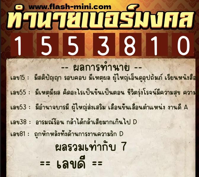 ทำนายเบอร์มงคล 0XX-1553810 ทำนายเบอร์มงคล หมายเลข 088-155381 ทำนายเบอร์มงคล 0XX-1553810 ทำนายเบอร์มงคล หมายเลข 088-155381
