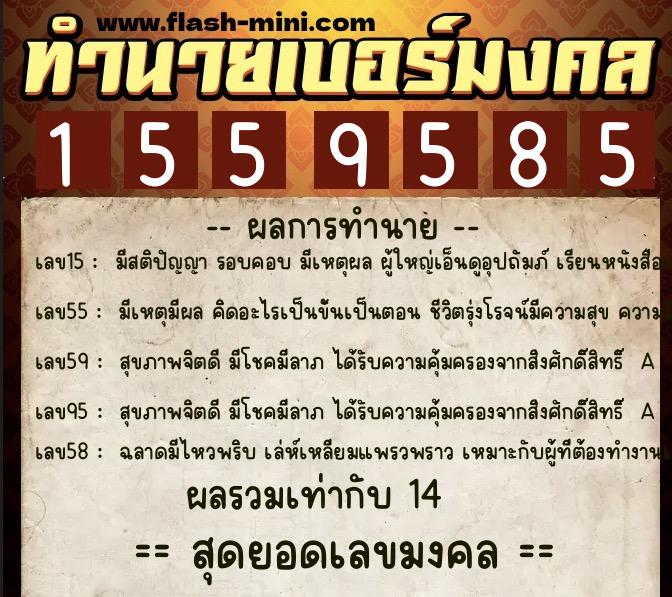 ทำนายเบอร์มงคล 0XX-1559585  ทำนายเบอร์มงคล หมายเลข 060-155958 