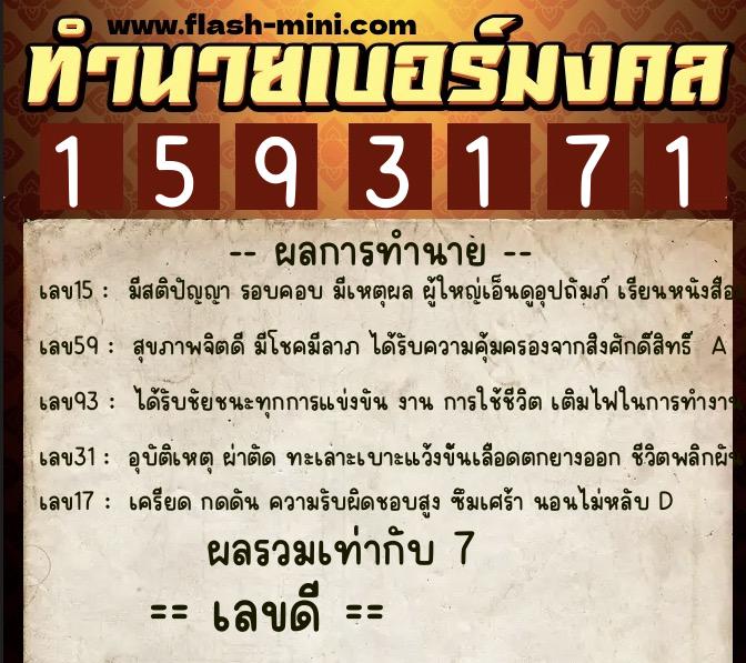 ทำนายเบอร์มงคล 0XX-1593171 ทำนายเบอร์มงคล หมายเลข 082-159317 ทำนายเบอร์มงคล 0XX-1593171 ทำนายเบอร์มงคล หมายเลข 082-159317