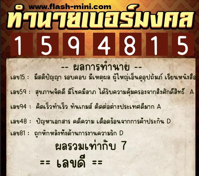 ทำนายเบอร์มงคล 0XX-1594815 ทำนายเบอร์มงคล หมายเลข 068-159481 ทำนายเบอร์มงคล 0XX-1594815 ทำนายเบอร์มงคล หมายเลข 068-159481