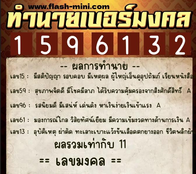 ทำนายเบอร์มงคล 0XX-1596132 ทำนายเบอร์มงคล หมายเลข 096-159613 ทำนายเบอร์มงคล 0XX-1596132 ทำนายเบอร์มงคล หมายเลข 096-159613