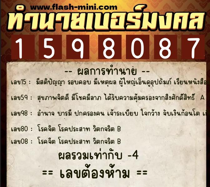 ทำนายเบอร์มงคล 0XX-1598087 ทำนายเบอร์มงคล หมายเลข 090-159808 ทำนายเบอร์มงคล 0XX-1598087 ทำนายเบอร์มงคล หมายเลข 090-159808