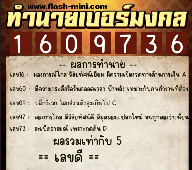 ทำนายเบอร์มงคล 0XX-1609736 ทำนายเบอร์มงคล หมายเลข 069-160973 ทำนายเบอร์มงคล 0XX-1609736 ทำนายเบอร์มงคล หมายเลข 069-160973