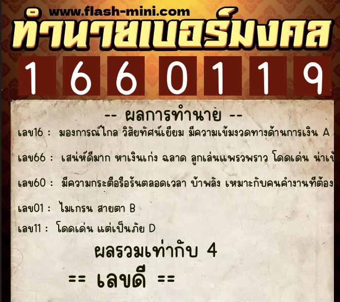 ทำนายเบอร์มงคล 0XX-1660119 ทำนายเบอร์มงคล หมายเลข 090-166011 ทำนายเบอร์มงคล 0XX-1660119 ทำนายเบอร์มงคล หมายเลข 090-166011