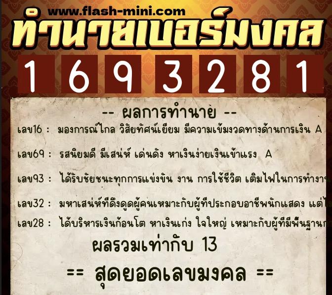 ทำนายเบอร์มงคล 0XX-1693281 ทำนายเบอร์มงคล หมายเลข 090-169328 ทำนายเบอร์มงคล 0XX-1693281 ทำนายเบอร์มงคล หมายเลข 090-169328