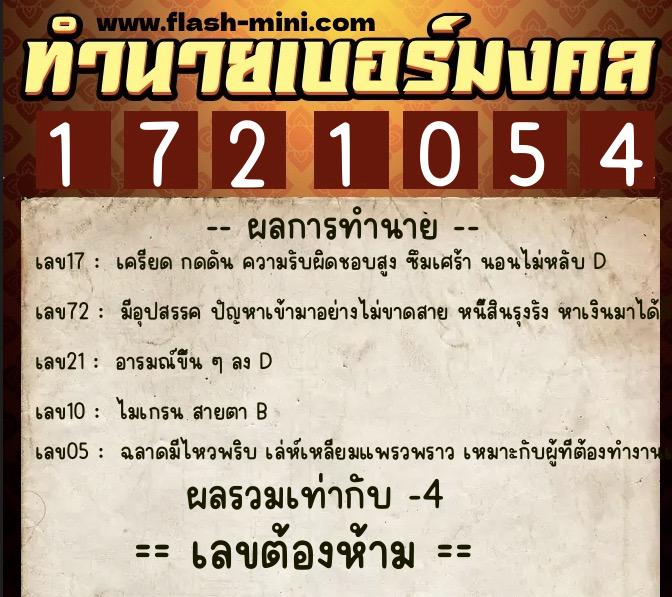ทำนายเบอร์มงคล 0XX-1721054 ทำนายเบอร์มงคล หมายเลข 083-172105 ทำนายเบอร์มงคล 0XX-1721054 ทำนายเบอร์มงคล หมายเลข 083-172105