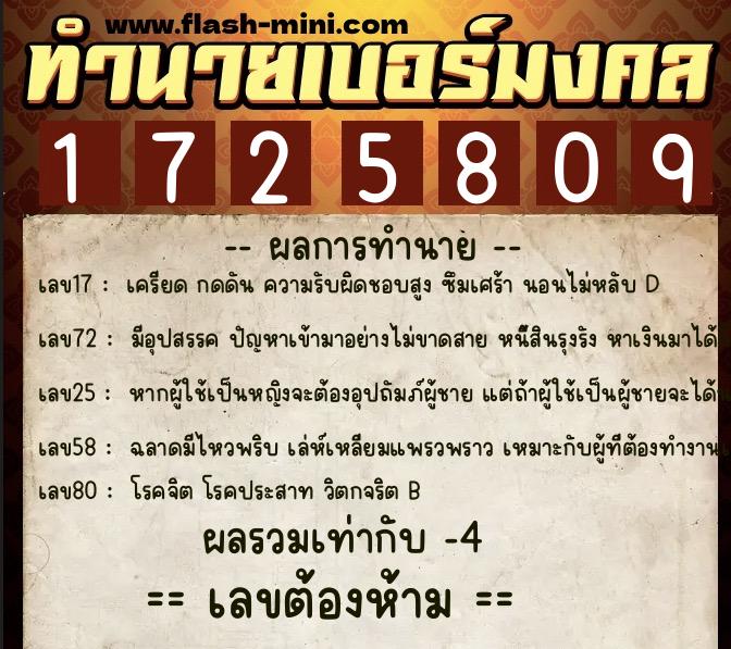 ทำนายเบอร์มงคล 0XX-1725809 ทำนายเบอร์มงคล หมายเลข 097-172580 ทำนายเบอร์มงคล 0XX-1725809 ทำนายเบอร์มงคล หมายเลข 097-172580