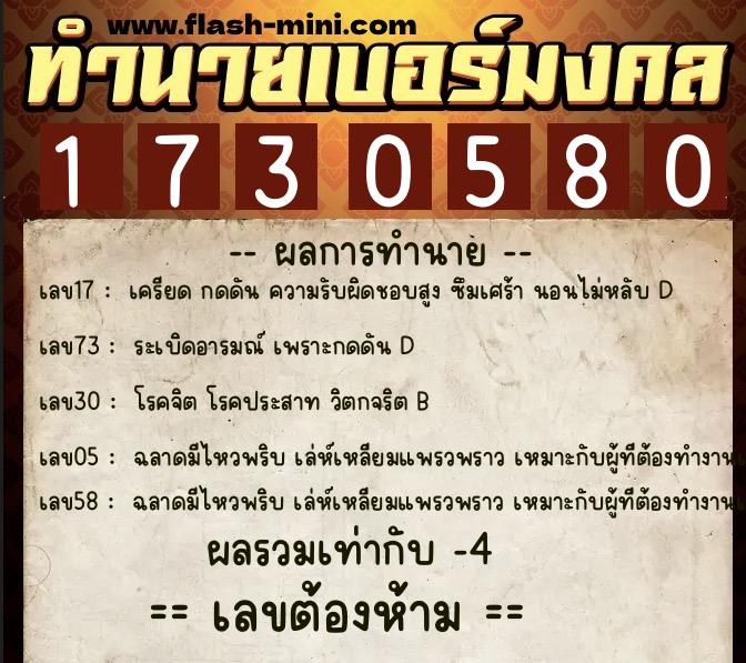 ทำนายเบอร์มงคล 0XX-1730580 ทำนายเบอร์มงคล หมายเลข 085-173058 ทำนายเบอร์มงคล 0XX-1730580 ทำนายเบอร์มงคล หมายเลข 085-173058