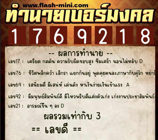 ทำนายเบอร์มงคล 0XX-1769218 ทำนายเบอร์มงคล หมายเลข 096-176921 ทำนายเบอร์มงคล 0XX-1769218 ทำนายเบอร์มงคล หมายเลข 096-176921