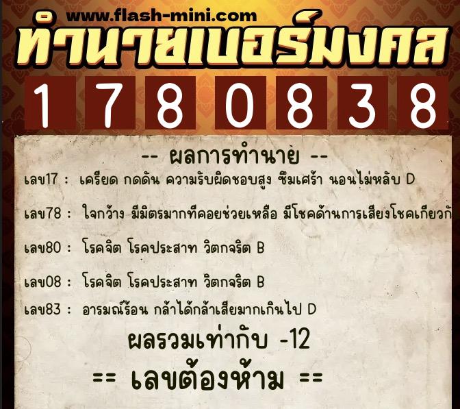 ทำนายเบอร์มงคล 0XX-1780838 ทำนายเบอร์มงคล หมายเลข 062-178083 ทำนายเบอร์มงคล 0XX-1780838 ทำนายเบอร์มงคล หมายเลข 062-178083