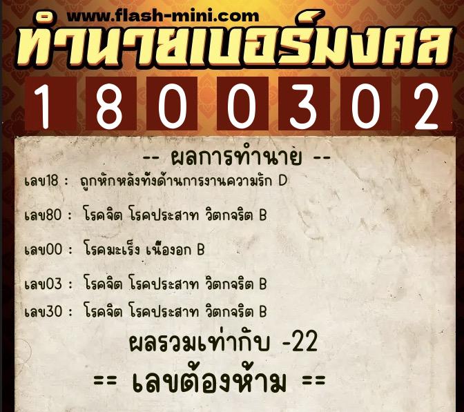 ทำนายเบอร์มงคล 0XX-1800302 ทำนายเบอร์มงคล หมายเลข 064-180030 ทำนายเบอร์มงคล 0XX-1800302 ทำนายเบอร์มงคล หมายเลข 064-180030