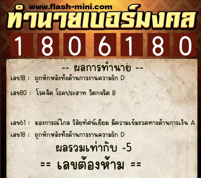 ทำนายเบอร์มงคล 0XX-1806180 ทำนายเบอร์มงคล หมายเลข 068-180618 ทำนายเบอร์มงคล 0XX-1806180 ทำนายเบอร์มงคล หมายเลข 068-180618