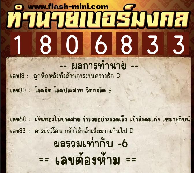 ทำนายเบอร์มงคล 0XX-1806833 ทำนายเบอร์มงคล หมายเลข 097-180683 ทำนายเบอร์มงคล 0XX-1806833 ทำนายเบอร์มงคล หมายเลข 097-180683