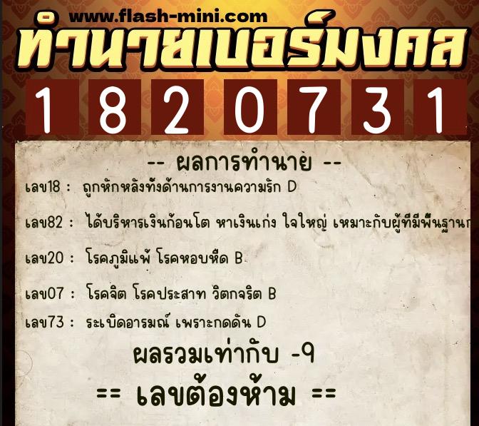 ทำนายเบอร์มงคล 0XX-1820731 ทำนายเบอร์มงคล หมายเลข 065-182073 ทำนายเบอร์มงคล 0XX-1820731 ทำนายเบอร์มงคล หมายเลข 065-182073