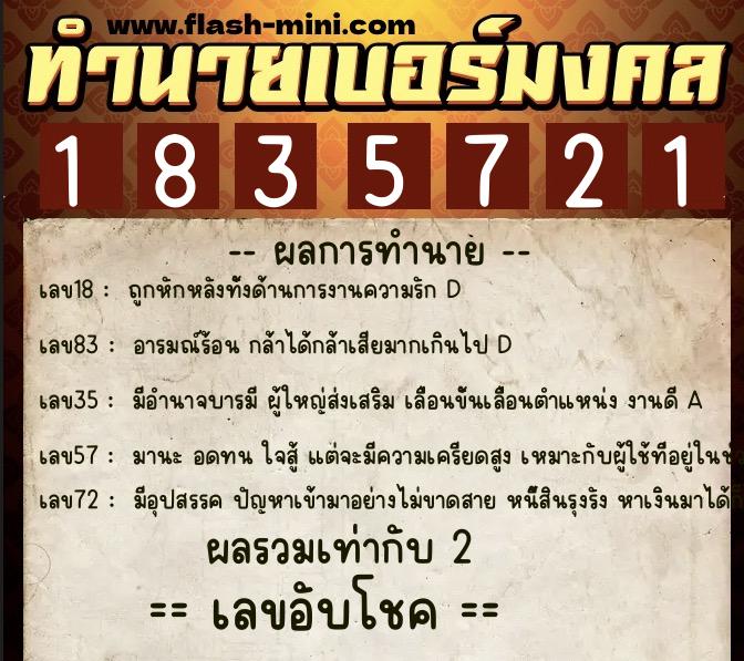 ทำนายเบอร์มงคล 0XX-1835721 ทำนายเบอร์มงคล หมายเลข 097-183572 ทำนายเบอร์มงคล 0XX-1835721 ทำนายเบอร์มงคล หมายเลข 097-183572