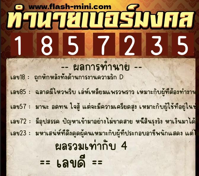 ทำนายเบอร์มงคล 0XX-1857235 ทำนายเบอร์มงคล หมายเลข 080-185723 ทำนายเบอร์มงคล 0XX-1857235 ทำนายเบอร์มงคล หมายเลข 080-185723