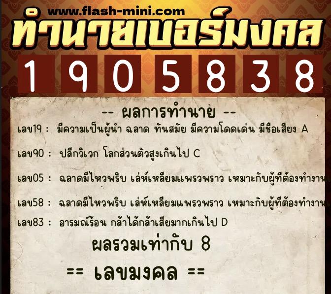 ทำนายเบอร์มงคล 0XX-1905838 ทำนายเบอร์มงคล หมายเลข 085-190583 ทำนายเบอร์มงคล 0XX-1905838 ทำนายเบอร์มงคล หมายเลข 085-190583