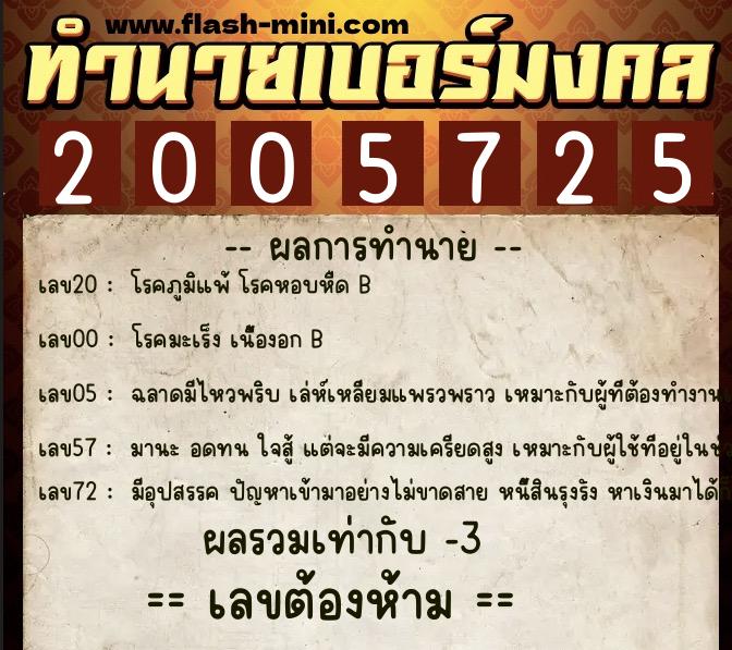 ทำนายเบอร์มงคล 0XX-2005725 ทำนายเบอร์มงคล หมายเลข 068-200572 ทำนายเบอร์มงคล 0XX-2005725 ทำนายเบอร์มงคล หมายเลข 068-200572