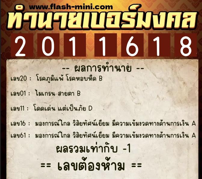 ทำนายเบอร์มงคล 0XX-2011618  ทำนายเบอร์มงคล หมายเลข 082-201161  ทำนายเบอร์มงคล 0XX-2011618  ทำนายเบอร์มงคล หมายเลข 082-201161
