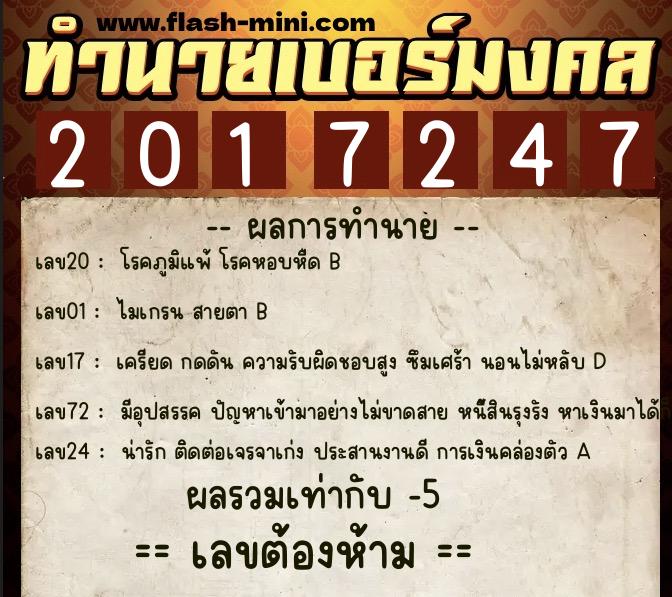ทำนายเบอร์มงคล 0XX-2017247 ทำนายเบอร์มงคล หมายเลข 089-201724 ทำนายเบอร์มงคล 0XX-2017247 ทำนายเบอร์มงคล หมายเลข 089-201724