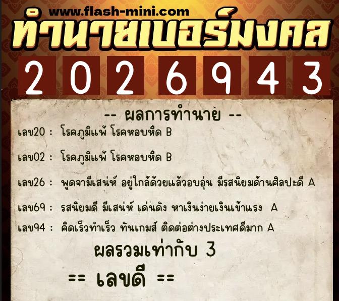 ทำนายเบอร์มงคล 0XX-2026943 ทำนายเบอร์มงคล หมายเลข 083-202694 ทำนายเบอร์มงคล 0XX-2026943 ทำนายเบอร์มงคล หมายเลข 083-202694