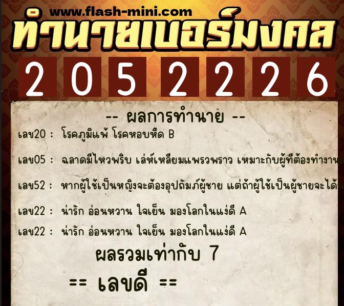 ทำนายเบอร์มงคล 0XX-2052226 ทำนายเบอร์มงคล หมายเลข 083-205222 ทำนายเบอร์มงคล 0XX-2052226 ทำนายเบอร์มงคล หมายเลข 083-205222