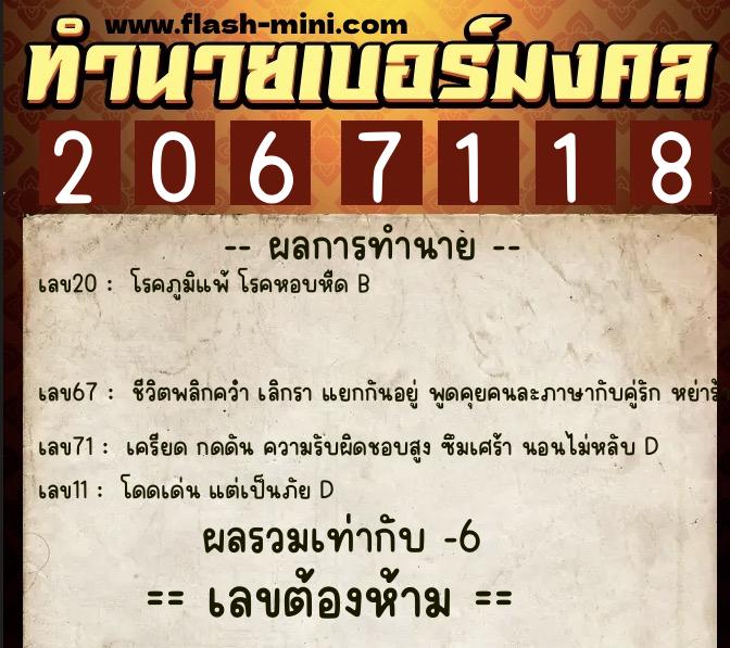 ทำนายเบอร์มงคล 0XX-2067118 ทำนายเบอร์มงคล หมายเลข 086-206711 ทำนายเบอร์มงคล 0XX-2067118 ทำนายเบอร์มงคล หมายเลข 086-206711