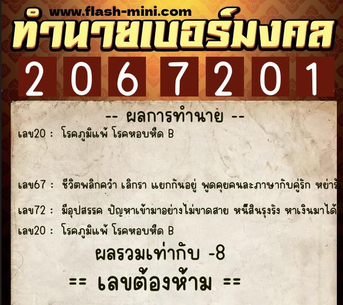 ทำนายเบอร์มงคล 0XX-2067201 ทำนายเบอร์มงคล หมายเลข 065-206720 ทำนายเบอร์มงคล 0XX-2067201 ทำนายเบอร์มงคล หมายเลข 065-206720
