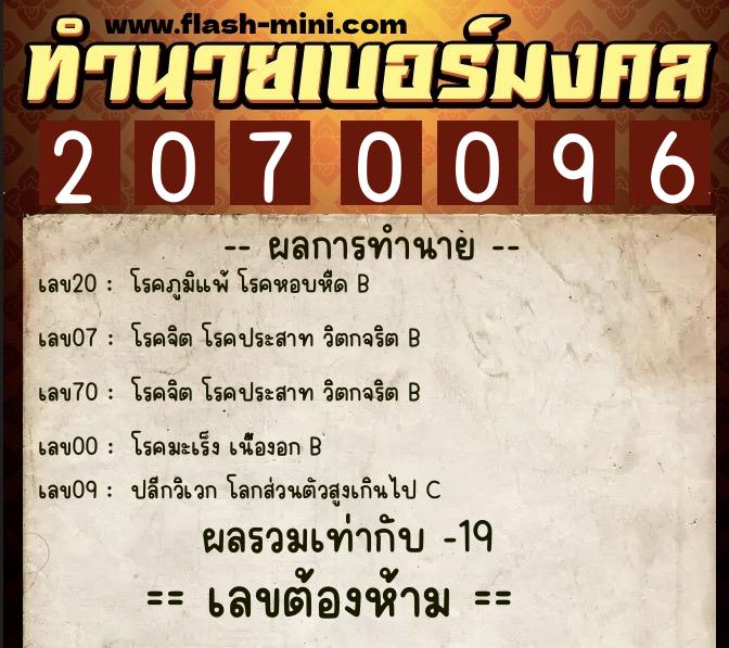 ทำนายเบอร์มงคล 0XX-2070096 ทำนายเบอร์มงคล หมายเลข 082-207009 ทำนายเบอร์มงคล 0XX-2070096 ทำนายเบอร์มงคล หมายเลข 082-207009