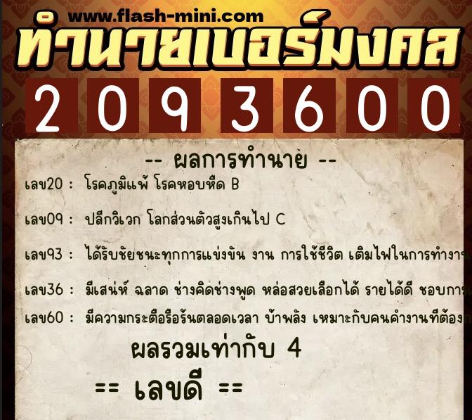 ทำนายเบอร์มงคล 0XX-2093600 ทำนายเบอร์มงคล หมายเลข 060-209360 ทำนายเบอร์มงคล 0XX-2093600 ทำนายเบอร์มงคล หมายเลข 060-209360