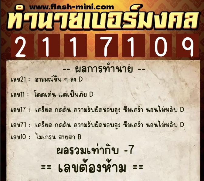 ทำนายเบอร์มงคล 0XX-2117109 ทำนายเบอร์มงคล หมายเลข 061-211710 ทำนายเบอร์มงคล 0XX-2117109 ทำนายเบอร์มงคล หมายเลข 061-211710